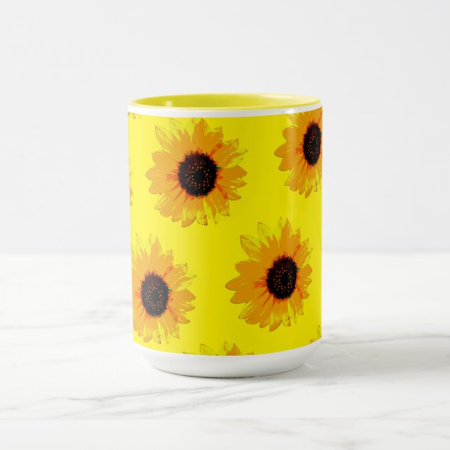 Yellow Oil Painted Sunflowers, Mug (Center)