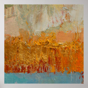 Yellow oil painting on canvas. Original abstract a Poster