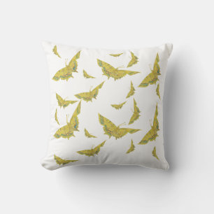 Yellow Old World Swallowtail Butterfly pattern Cushion