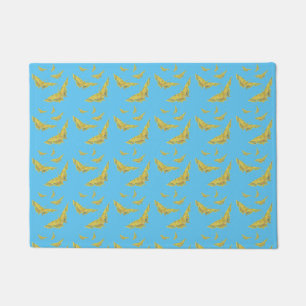 Yellow Old World Swallowtail Butterfly pattern Doormat