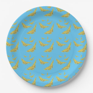 Yellow Old World Swallowtail Butterfly pattern Paper Plate