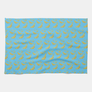 Yellow Old World Swallowtail Butterfly pattern Tea Towel