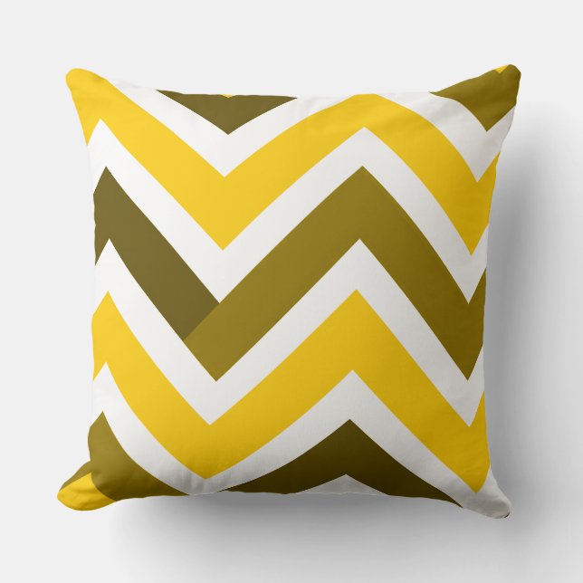 Yellow Olive Chevron Geometric Pattern Cushion (Front)