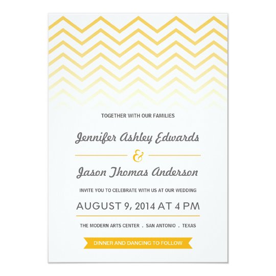 Yellow Ombre Chevron Wedding Invitations