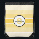 Yellow Ombre Monogram Drawstring Bag<br><div class="desc">Yellow and white ombre stripe pattern with monogram and name.</div>