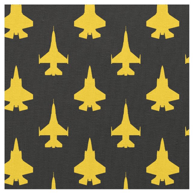Yellow on Black F16 and F35 Pattern Fabric (Close Up)