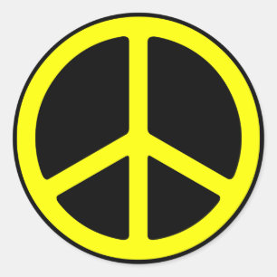 Yellow on Black Peace Sign Sticker