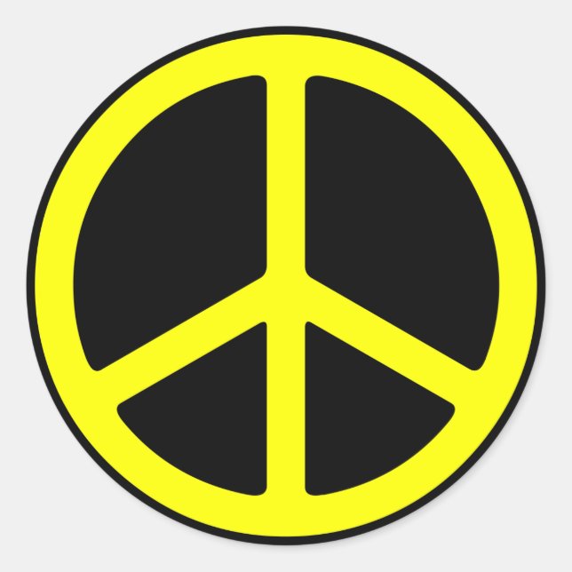 Yellow on Black Peace Sign Sticker (Front)