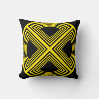 yellow on black symbol disc cushion