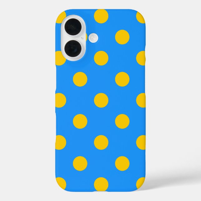 Yellow On Blue Polka Dots Pattern Design Case-Mate iPhone Case (Back)