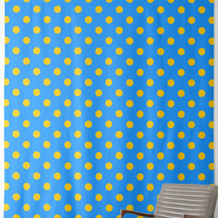 Yellow On Blue Polka Dots Pattern Design  Fabric