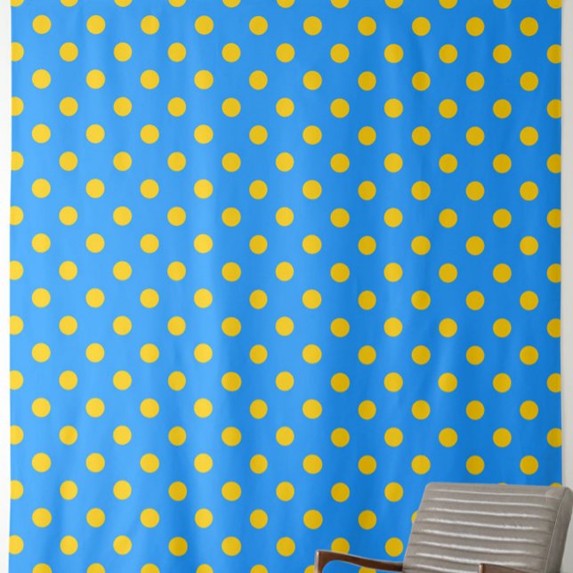 Yellow On Blue Polka Dots Pattern Design  Fabric (Creator Uploaded)