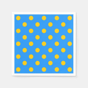 Yellow On Blue Polka Dots Pattern Design Napkin