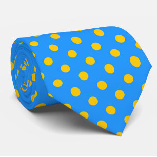 Yellow On Blue Polka Dots Pattern Design Tie