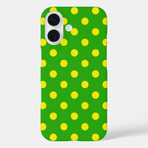 Yellow On Green Polka Dots Pattern Design  iPhone 16 Case