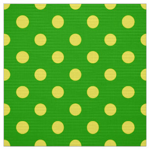 Yellow On Green Polka Dots Pattern Design  Fabric