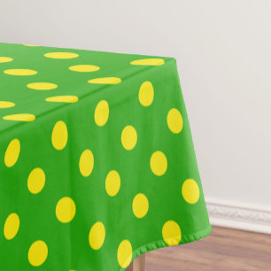 Yellow On Green Polka Dots Pattern Design Tablecloth
