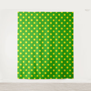 Yellow On Green Polka Dots Pattern Design Tapestry
