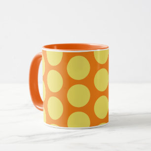 Yellow on Orange Polka Dot Art Mug Cup