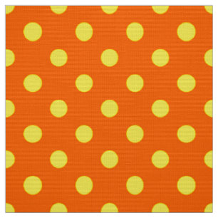 Yellow On Orange Polka Dots Pattern Design Fabric