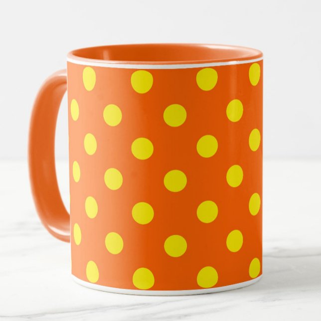 Yellow On Orange Polka Dots Pattern Design  Mug (Creator Uploaded)