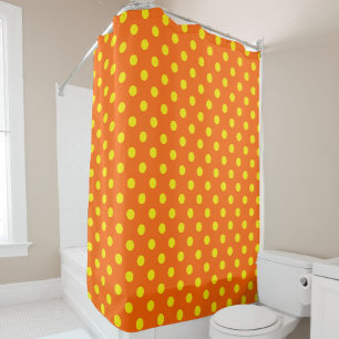 Yellow On Orange Polka Dots Pattern Design Shower Curtain