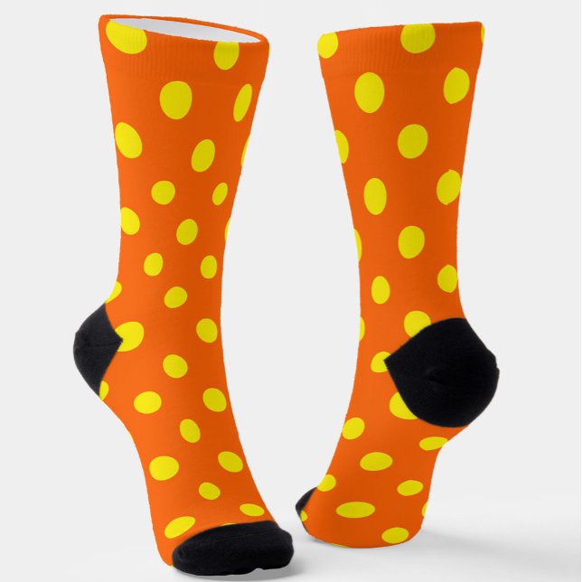Yellow On Orange Polka Dots Pattern Design  Socks (Creator Uploaded)