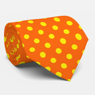 Yellow On Orange Polka Dots Pattern Design  Tie