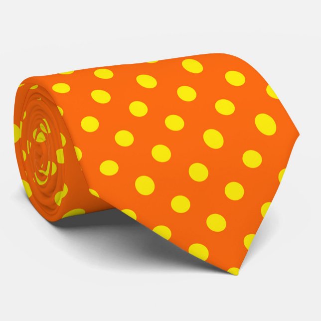 Yellow On Orange Polka Dots Pattern Design  Tie (Creator Uploaded)