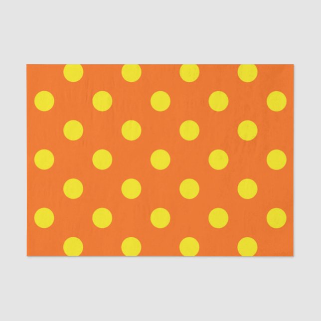 Yellow On Orange Polka Dots Pattern Design  Tissue Paper (Front)