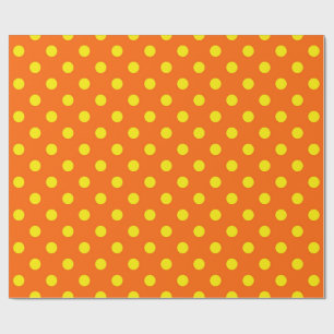 Yellow On Orange Polka Dots Pattern Design  Wrapping Paper