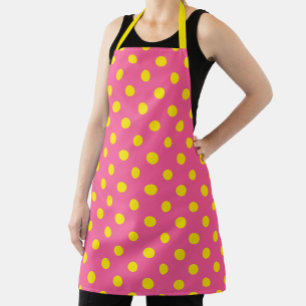 Yellow On Pink Polka Dots Pattern Design Apron