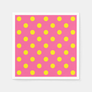 Yellow On Pink Polka Dots Pattern Design Napkin