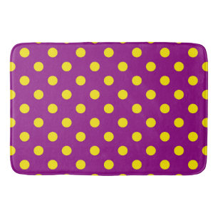 Yellow On Purple Polka Dots Pattern Design Bath Mat