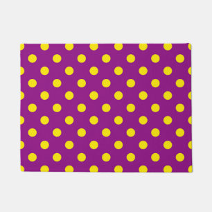 Yellow On Purple Polka Dots Pattern Design Doormat