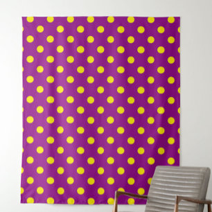 Yellow On Purple Polka Dots Pattern Design Fabric