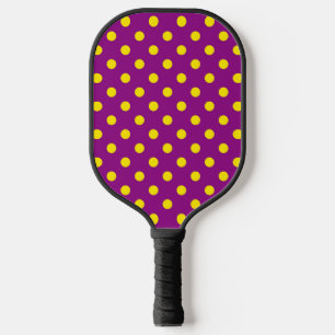 Yellow On Purple Polka Dots Pattern Design Pickleball Paddle