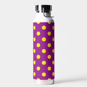Yellow On Purple Polka Dots Pattern Design Water Bottle