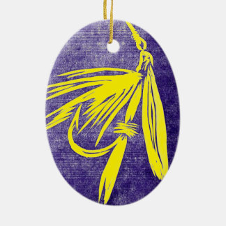 Yellow on Purple Wet Fly Christmas Ornament