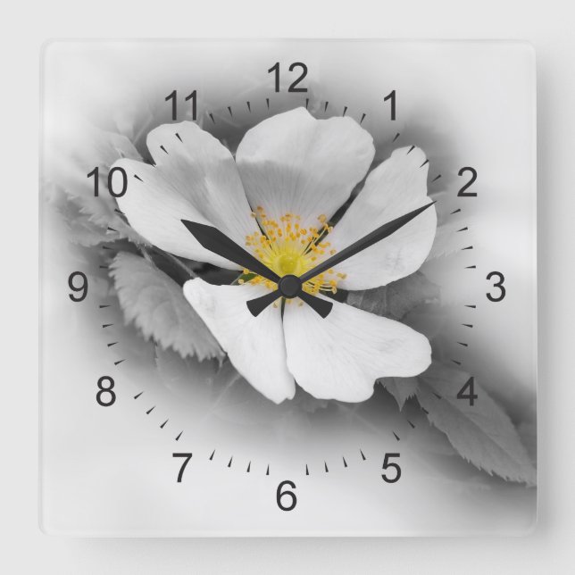 yellow on shades of gray square wall clock (Front)