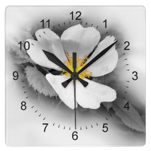 Image of yellow on shades of grey Square Wall Clock