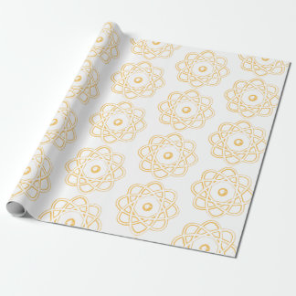 Yellow on White Atom Symbols Wrapping Paper