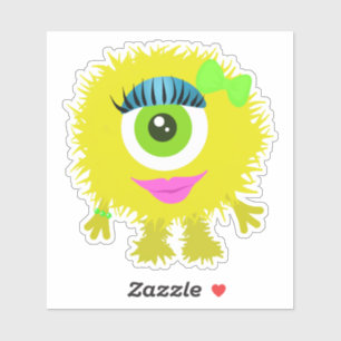 Yellow One-Eyed Girl Monster 4 x 4