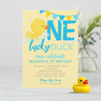 Yellow One Lucky Duck Watercolor 1st Birthday