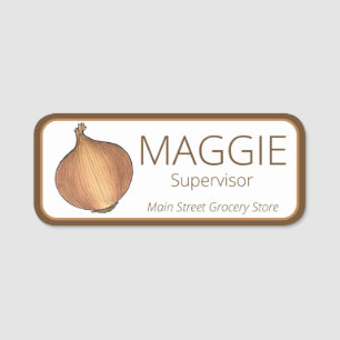 Yellow Onion Vegetable Garden Cooking Ingredients Name Tag
