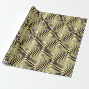 Yellow Optical Illusion Stripes Wrapping Paper