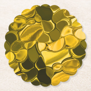 Yellow or gold colour pieces look like gold metal paper coaster