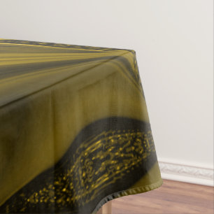 Yellow or gold curves on some brown image tablecloth