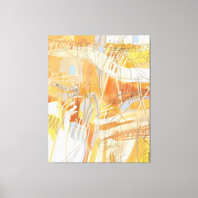 Yellow Orange Abstract Expressionist Painting Canvas Print (Front)