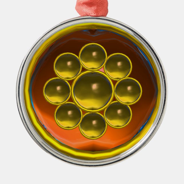 YELLOW ORANGE AGATE GEMSTONE MON METAL TREE DECORATION (Front)